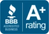 BBB Accredited Business A+ rating logo.