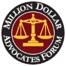 Logo of the Million Dollar Advocates Forum featuring a scale of justice.