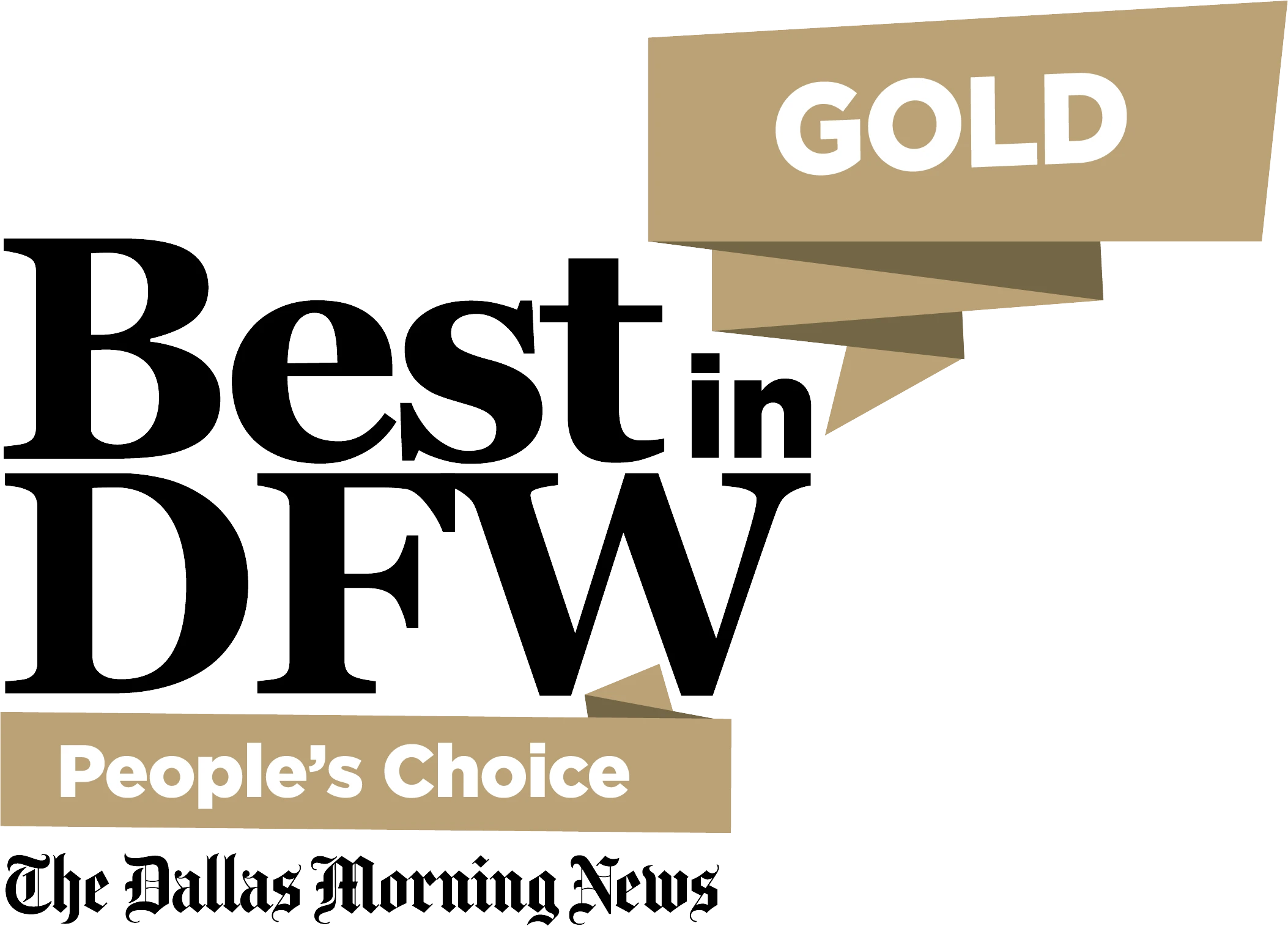 Gold award banner for "Best in DFW" People's Choice by The Dallas Morning News.