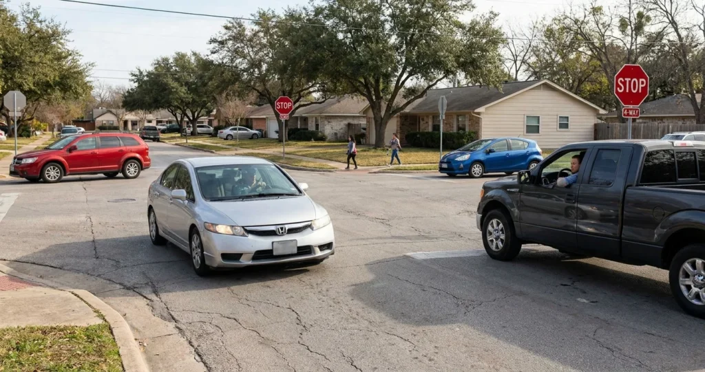What to Do After a Four-Way Stop Collision in Texas