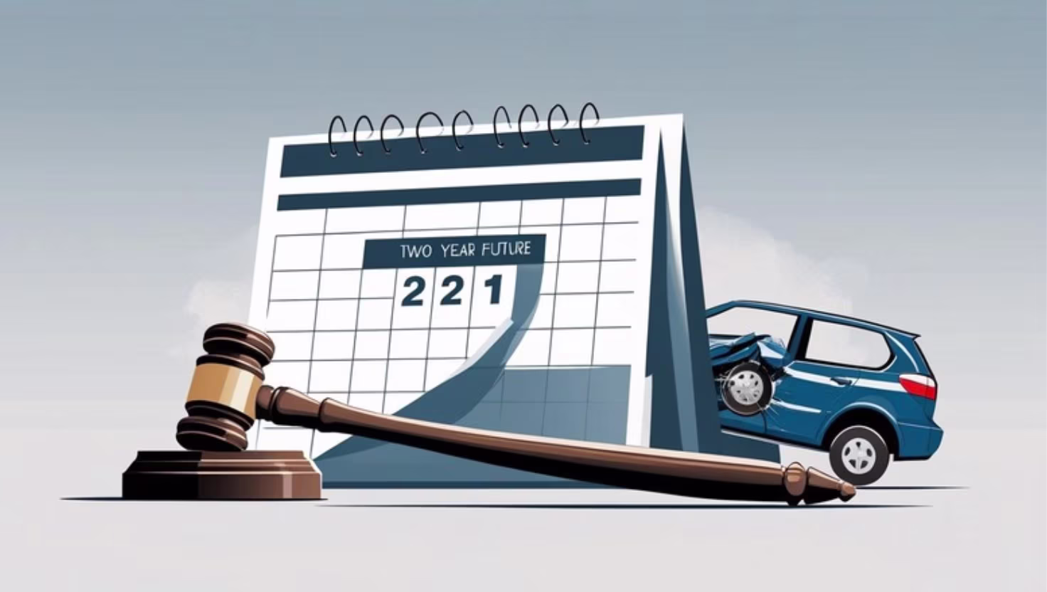 Illustration of a calendar and legal symbols representing the deadline for filing a car accident injury claim in Texas.