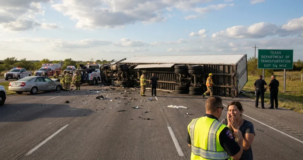 Accidentes de camiones volcados en Texas