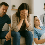 "Two men react with frustration and distress after a car accident in Texas while considering whether they can sue for pain and suffering damages.