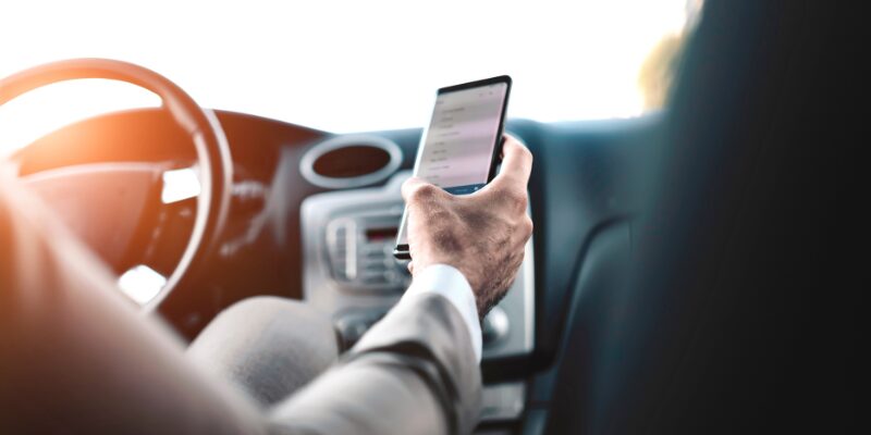 Driver bring on his phone while driving