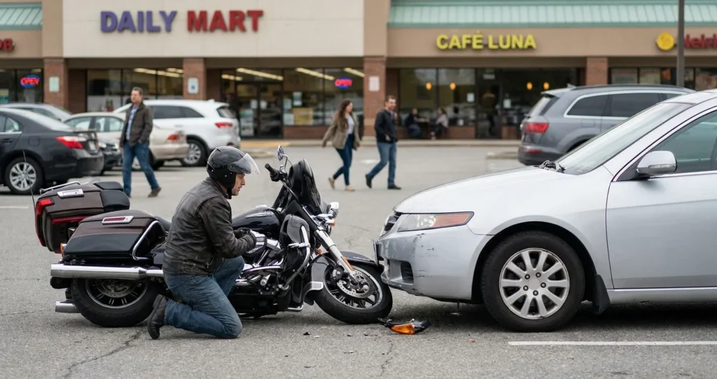 Who Is at Fault for Motorcycle Accidents in Parking Lots?