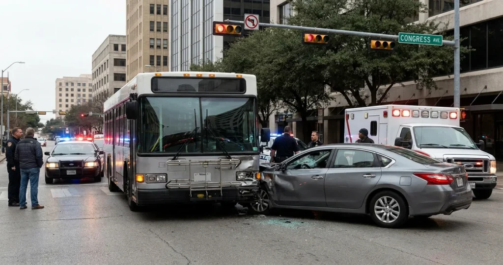 Bus Runs a Red Light and Causes an Accident in Texas