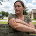 A woman sits on a bench thinking about filing suit for a scarring settlement texas