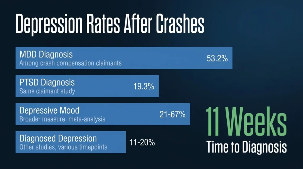 Rates of depression after a crash