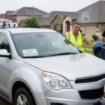 A delivery driver makes a call regarding amazon flex insurance.