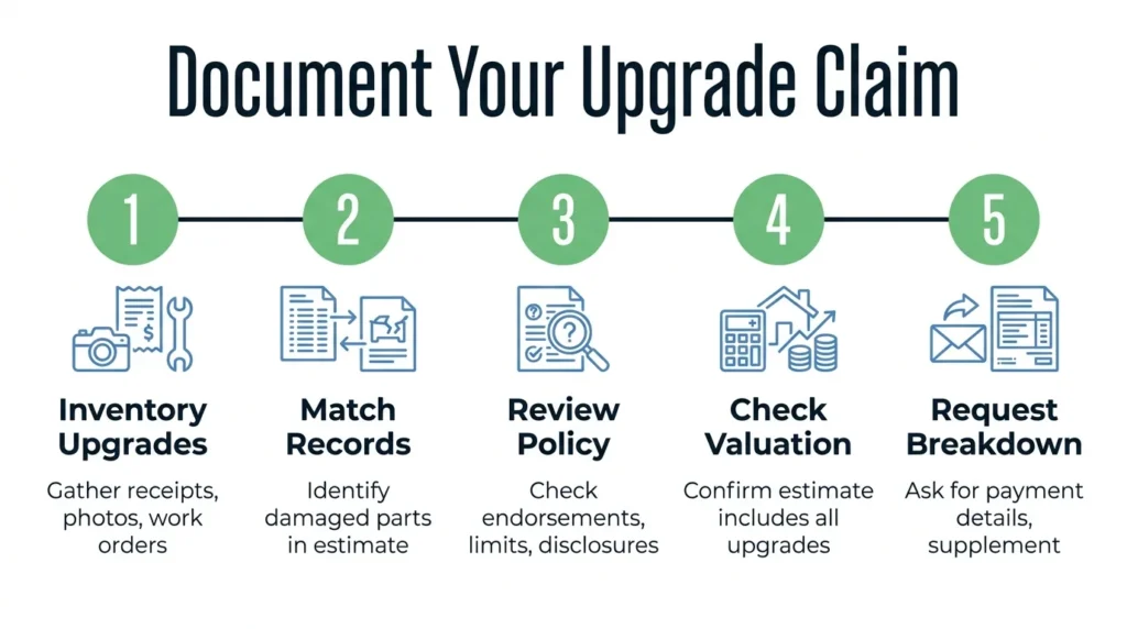 Does Insurance Cover Custom Car Parts? Infographic on documenting your updgrade claim.