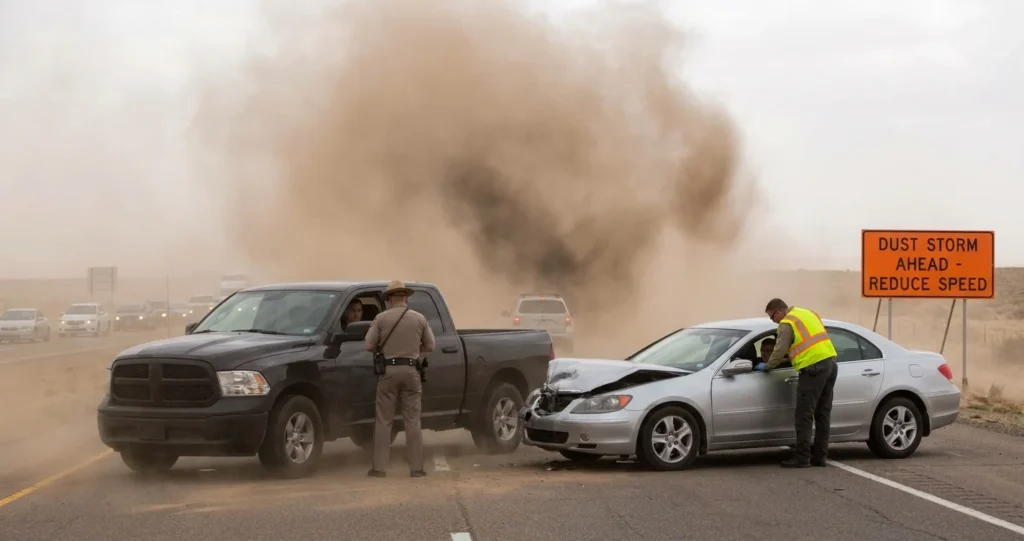 Who Is at Fault in a Dust Storm or High Wind Crash?