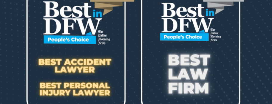 Q4 SOCIAL GRAPHICS (5) Awards graphic highlighting "Best in DFW" with gold and silver distinctions for lawyers and law firms.